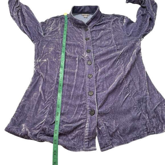 J.JILL Lavender Purple Velour Button Up Blouse Sz XXSP Petite Long Sleeve Velvet - Picture 9 of 10